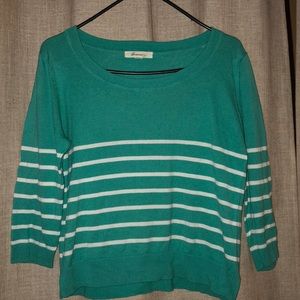 Forever 21 stripped white and teal shirt.